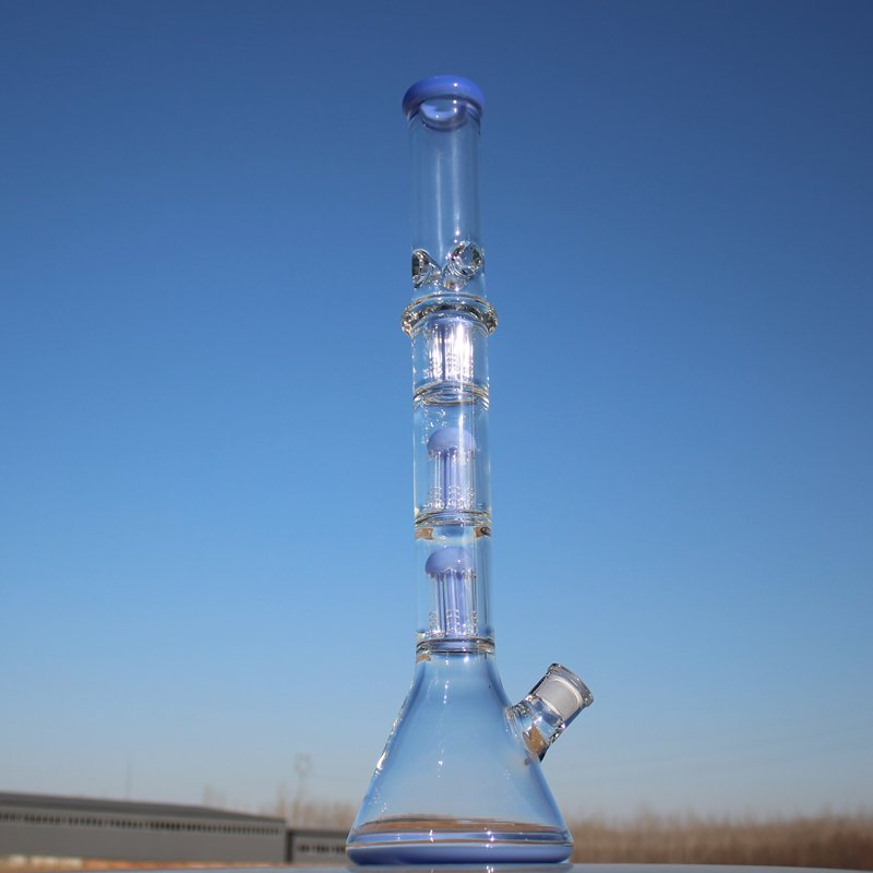 21 Inches Height Colorful Customized Three Tree Perc Glass Water Pipe Glass Beaker