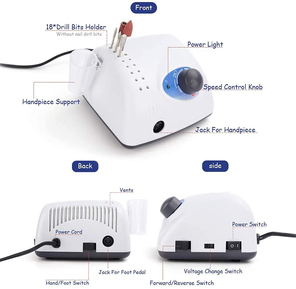 40000rpm Salon Equipment Professional Polishing Handpiece Pedicure Sander Strong Manicure Nail Drill