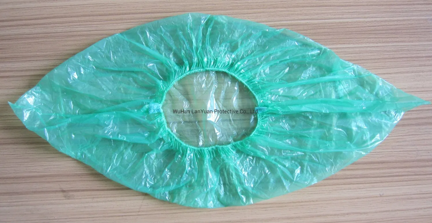 CPE Shoecover Dispenser Disposable PE Plastic Waterproof Shoe Cover with Green Golor