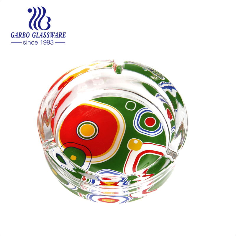 Wholesale High-White Machine-Made Customized Decal Glass Cigar Ashtray Office Smokeroom Outdoor Garden Use Water-Proof for Bar Home