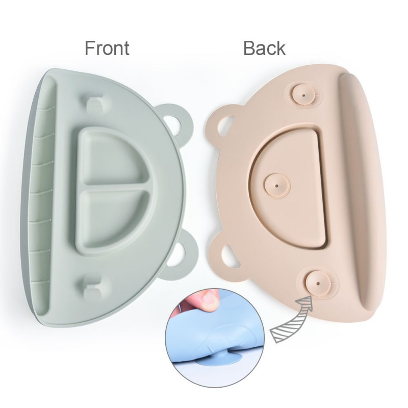 BPA Free Non-Slip Suction Built-in Placemat Children Plates Silicone Baby Dinner Plate Placemat Silicone
