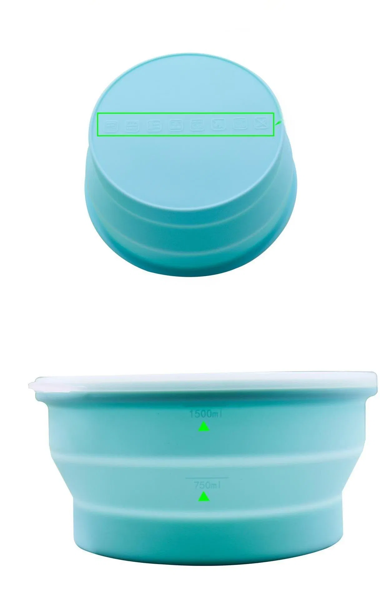 New Platinum Silicone 1000ml Collapsible Fresh-Keeping Box, Refrigerator Storage Box, Microwave Oven and Dishwasher Lunch Box