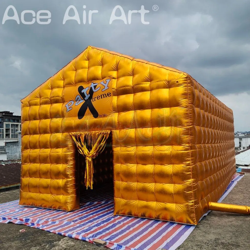 Portable Golden Disco Inflatable Nightclub Blow up Party Tent Inflatable Nightclub with 2 Doors for Outdoor Event