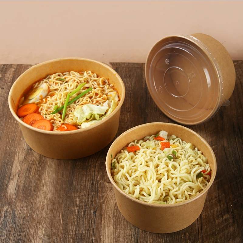 32oz Wholesale Disposable Takeaway Packaging Kraft Paper Salad Soup Bowl