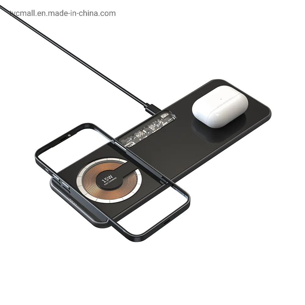 2 in 1 Magnetic Wireless Charger for iPhone 13 / 12 Series Dual 15W Fast Charging Station Portable Visible Charging Pad