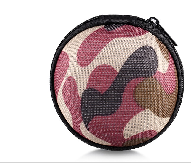 Camouflage Round Hard Shell Storage EVA Case for Earphone Accessories