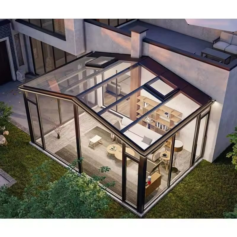 Luxury Telescopic Sunroom with Sliding Glass Panels and Rainproof Design