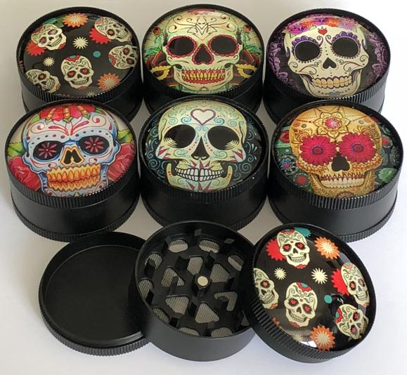 Skull Designs 3 Layers Zinc Grinder Glass Water Pipe Smoking Sets Smoking Accessories