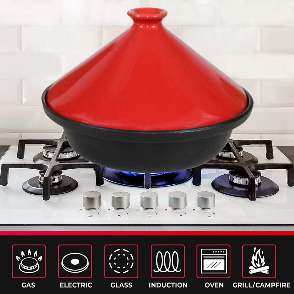 Factory Direct Supply Enameled Cast Iron Tagine with Ceramic Lid