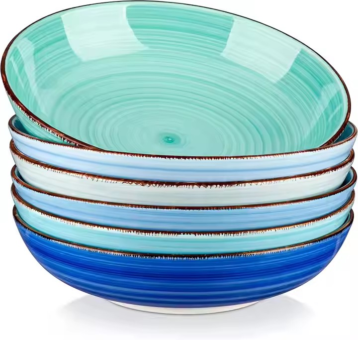 8"Coup Moon Soup Plate with Colour Glaze Stoneware Ceramic Porcelain Tableware