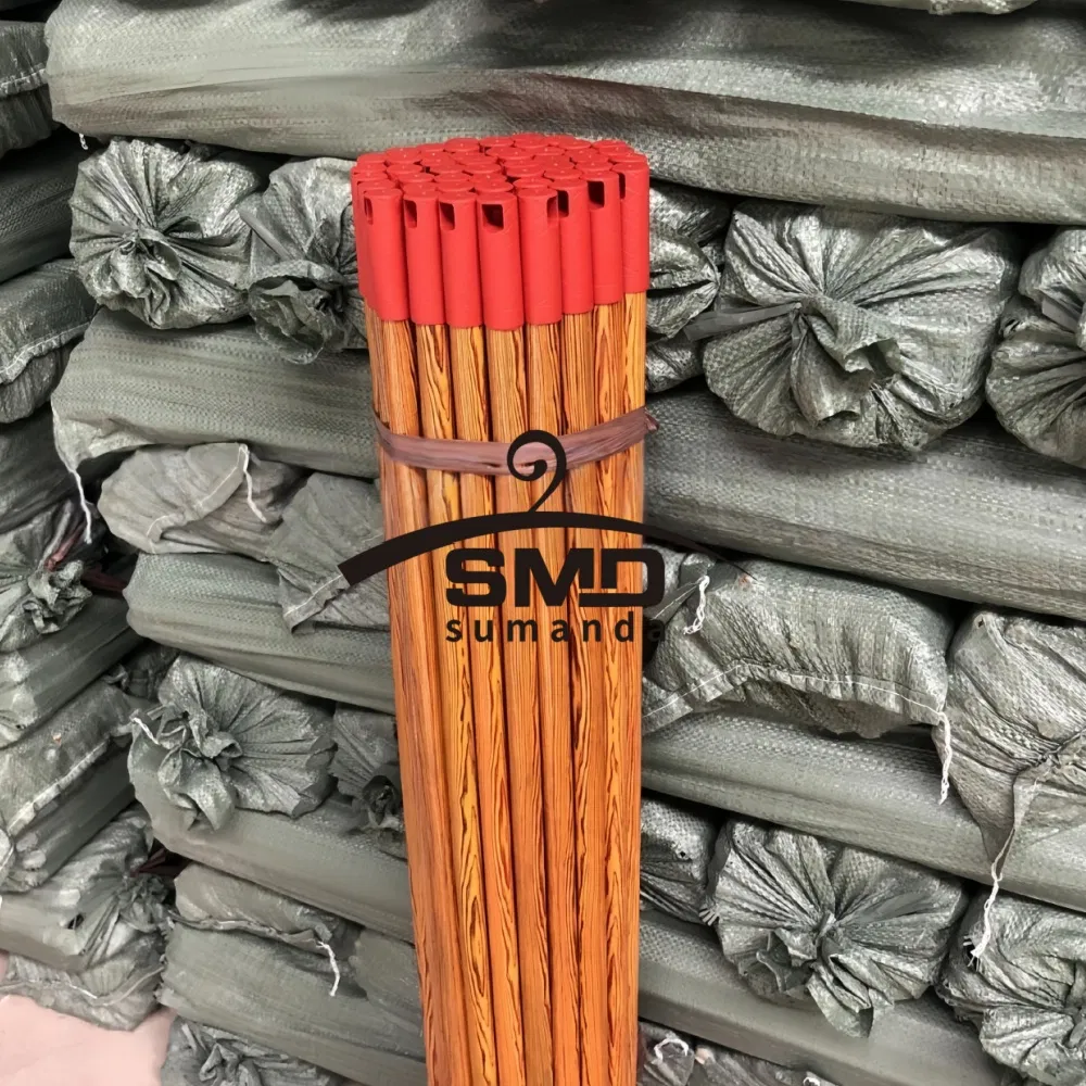 PVC Coated Wooden Broom Handle Cleaning Tools Mop Sticks