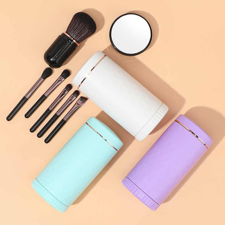 Wholesale Make up Brush Mirror Case Portable Mini Makeup Brush Set with Mirror