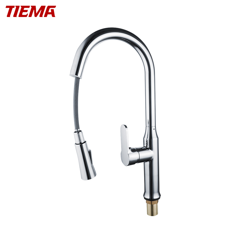Tiema Single Lever Hot Cold Water Pull out Kitchen Faucet