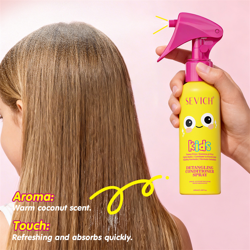 Private Label Kids Hair Detangler Spray OEM Organic Coconut Oil Hair Heat Protection Instant Detangling Spray