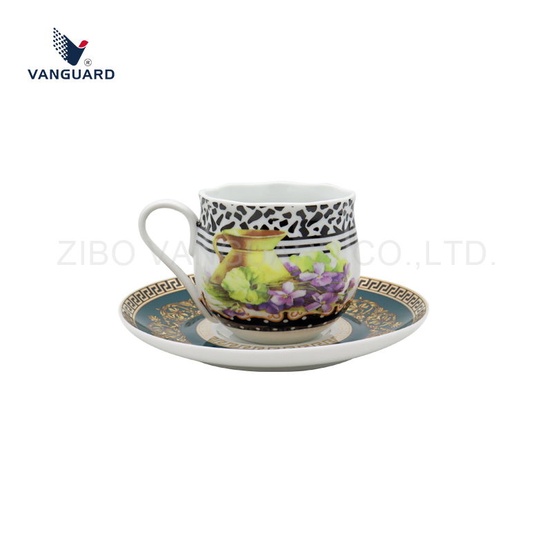 Ретро набор чашка с блюдцем для эспрессо, керамика