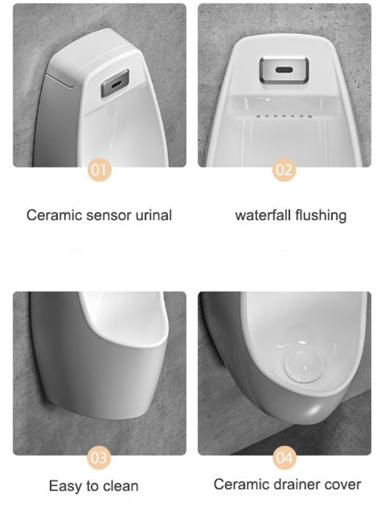 Modern Design Waterless Wall-Mounted Ceramic Men's Urinal with Oval Shape Ceramic Toilets for Men