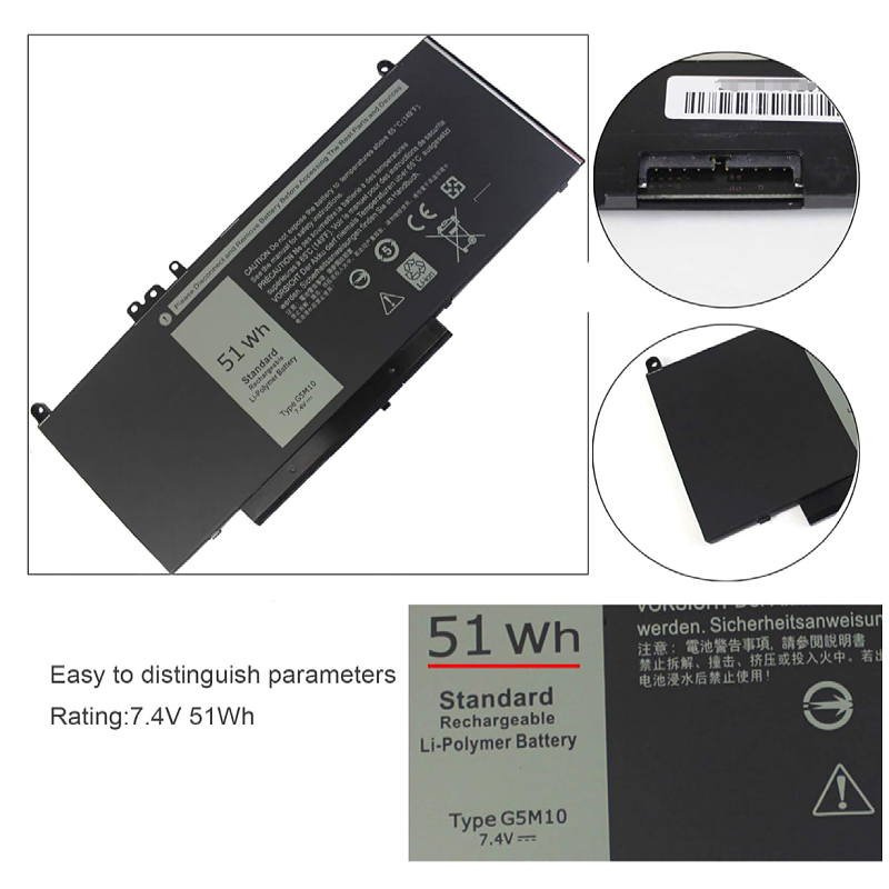 G5m10 Laptop Battery for DELL Latitude E5250 E5450 E5550 51wh 7.4V Computer Li-Polymer Notebook Battery