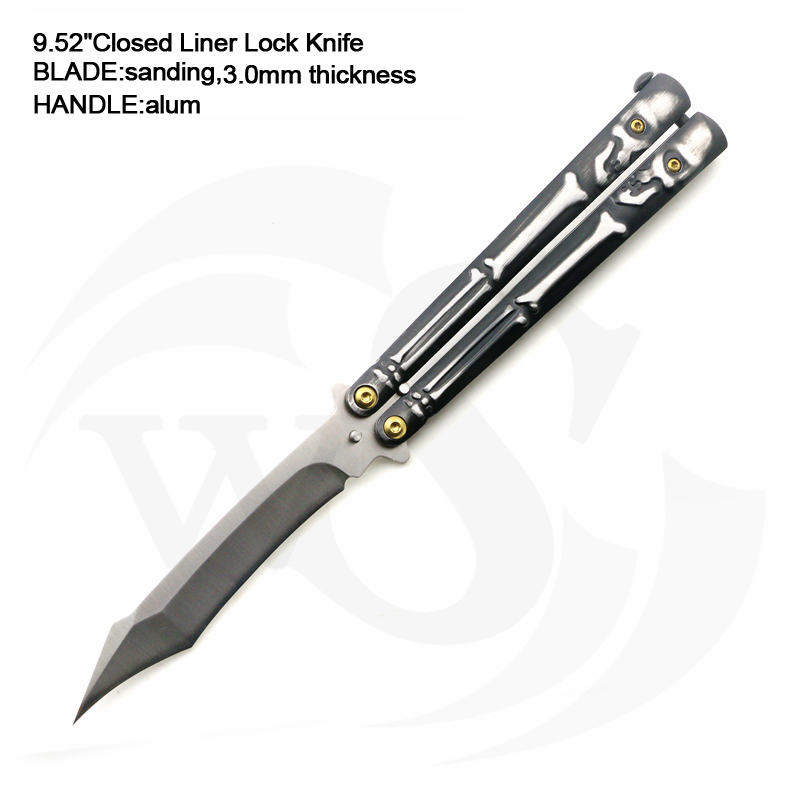 9.52 "Sharp Blade Black Skull Stainless Steel Handle Balling Knife