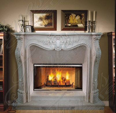 Elegant White Marble Fireplace with Classic Design for Homes