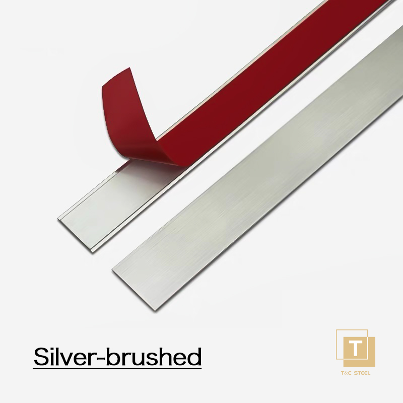 T&C Profiles32 Popular Mirror PVD Gold Flat Metal Stainless Steel Trim Strip Decorative Tile Trim Strip for Interior Decoration