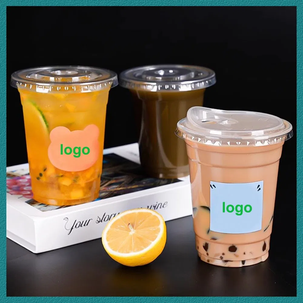 Прозрачные пластиковые стаканы с крышкой для холодных напитков