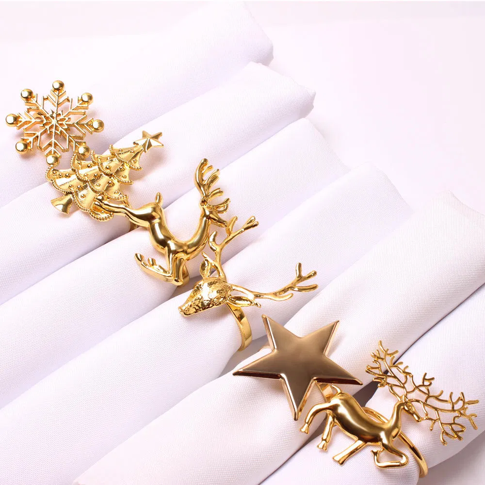 Tree Rhinestone Metal Christmas Napkin Rings