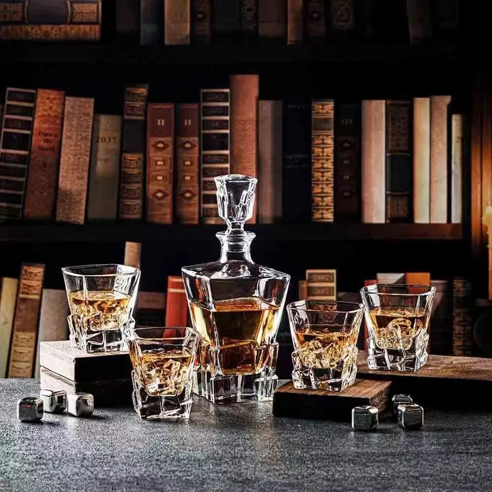 Glass Decanter Set with Spout Whiskey Glass Bottles Goblet
