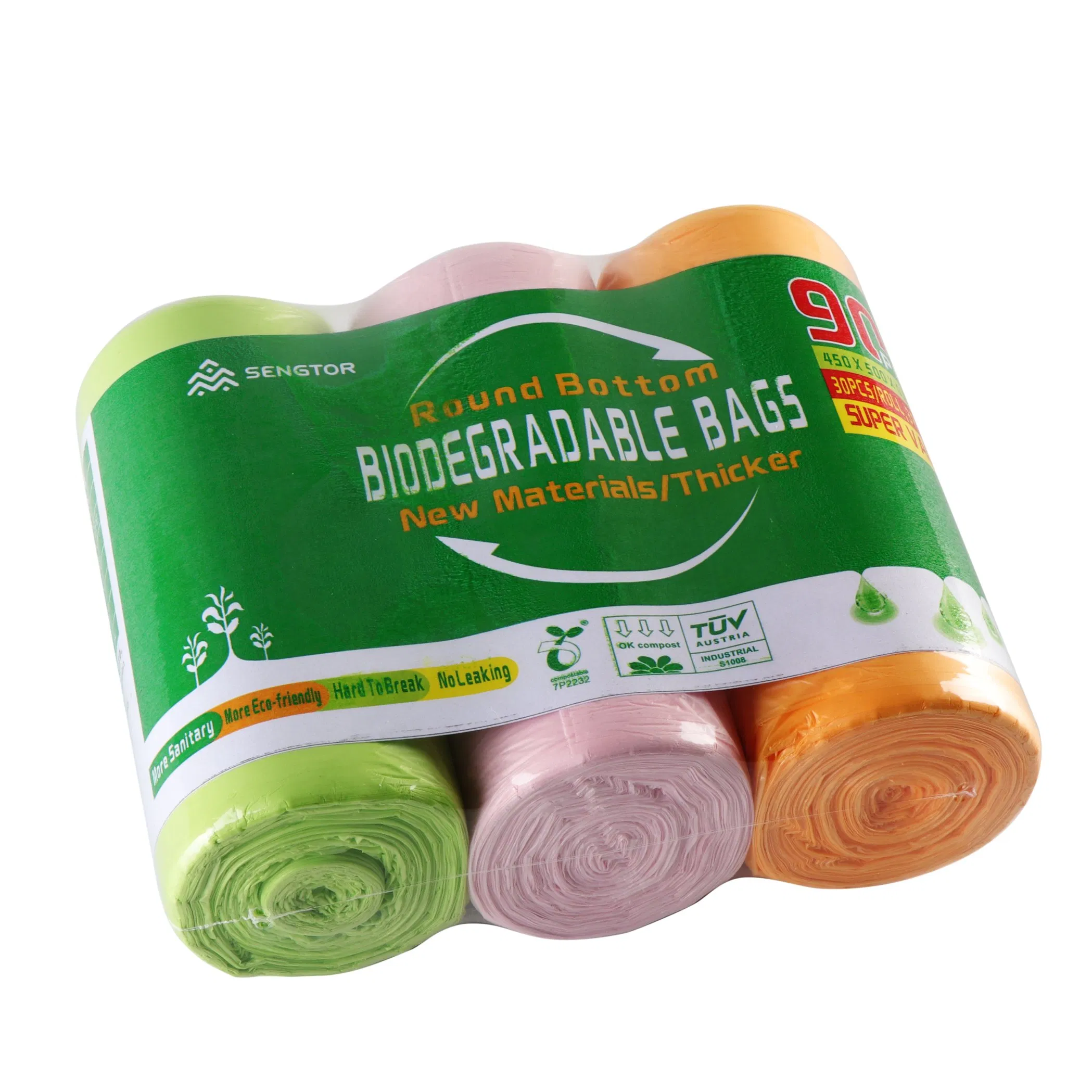 Microbial Degradation Bags, Degradable Trash Bags, 30 Bags / Roll, 3 Rolls / Pack