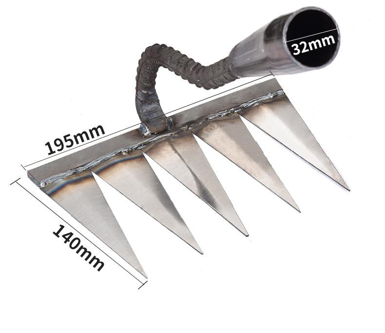 Steel Gardening Hoe Weeding Rake with Glove Agricultural Tools Grasping Raking Loosening Soil Artifact Harrow Agricultural Tools
