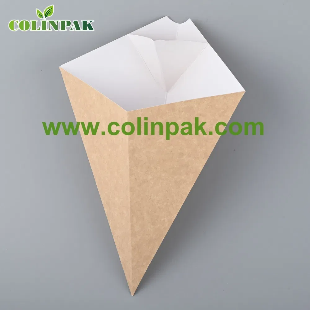 Oil Proof Highly Compressive Disposable Paper Cone for Train Station Convenience Stores