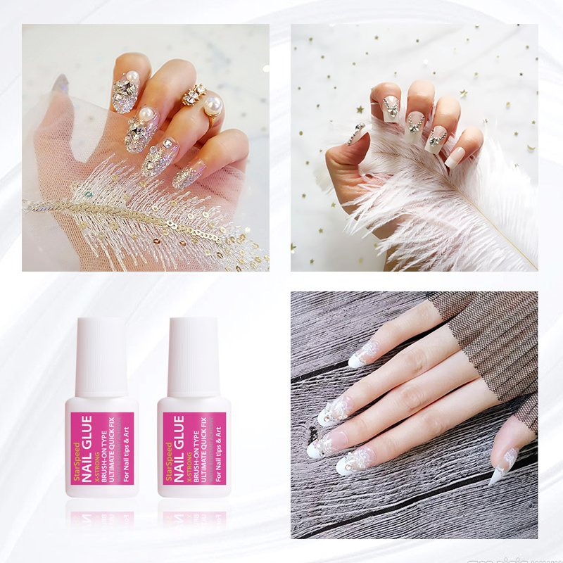 Custom Private Label Acrylic False Fake Nail Tips Glue Pink Brush Press on Nail Glue Gel Bulk
