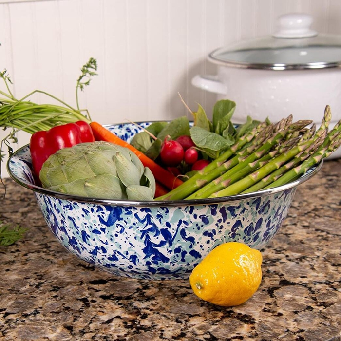 Enamel Mixing Bowl White Soup Basin for Fruit Salad Pasta Dinner