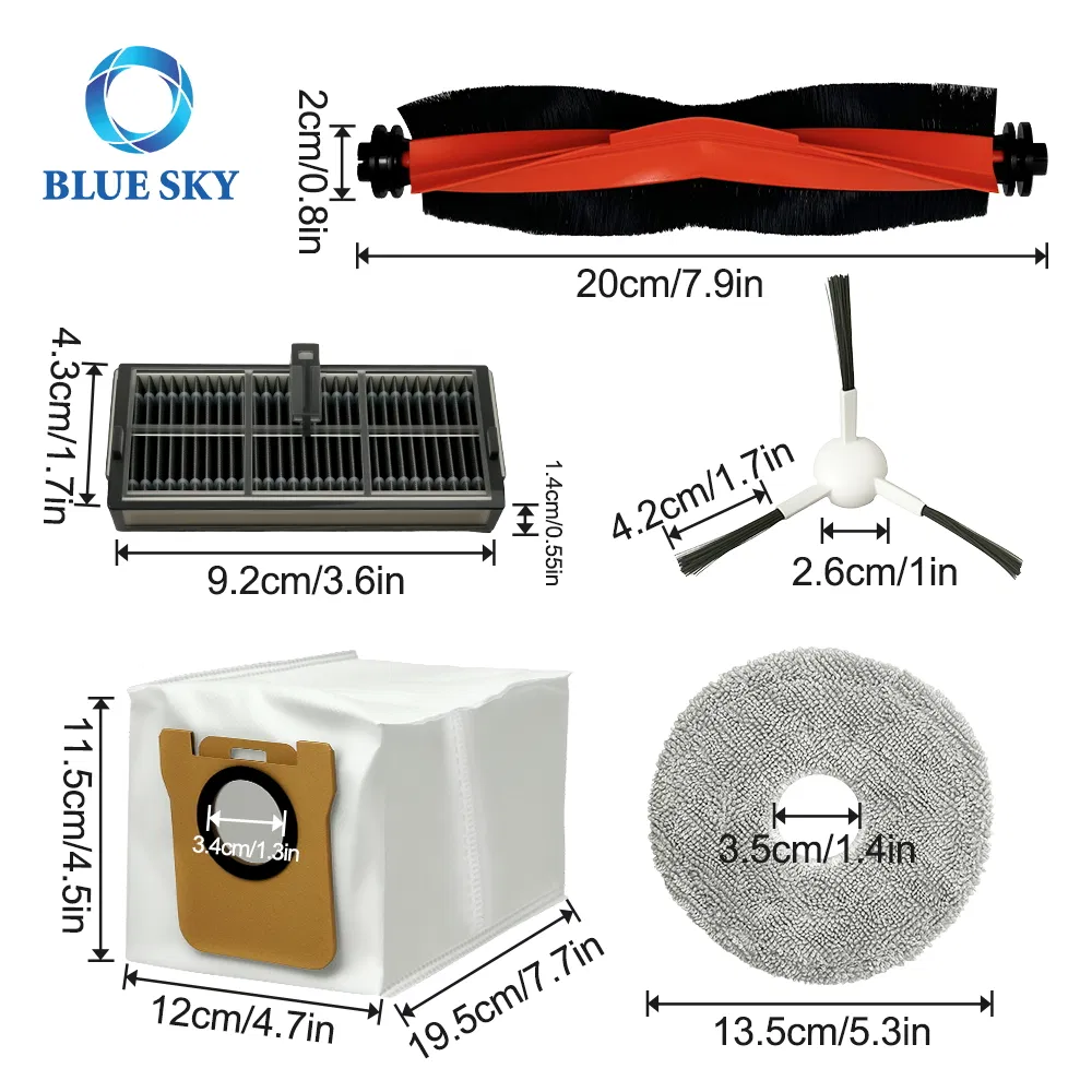 Accessories Fit for Xiaomis Mijia M30s D103cn Robot Vacuum, Vacuum Cleaner Parts HEPA Filter, Main Brush, Side Brush, Mop Cloth, Dust Bag