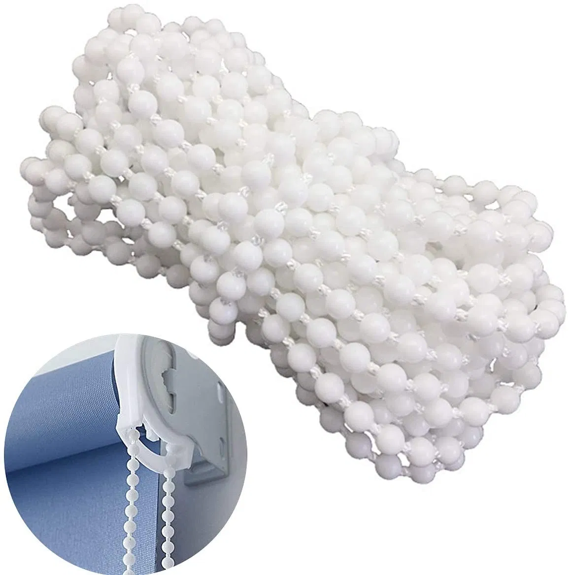 POM White Plastic Bead Blinds Chains for Blinds, Shades & Shutters