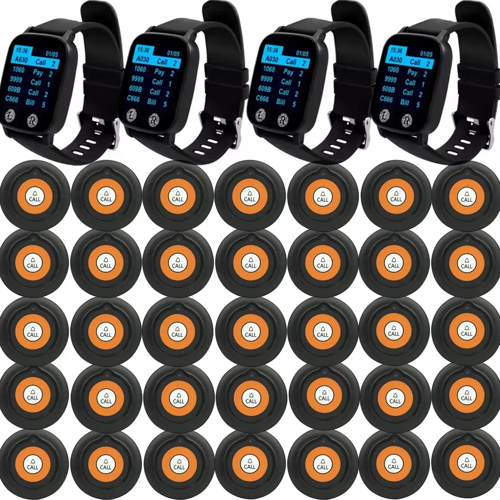 Catel Ctw08 Wireless Wrist Pager System (4 Receivers, 35 Buttons) for Restaurant & Hotel