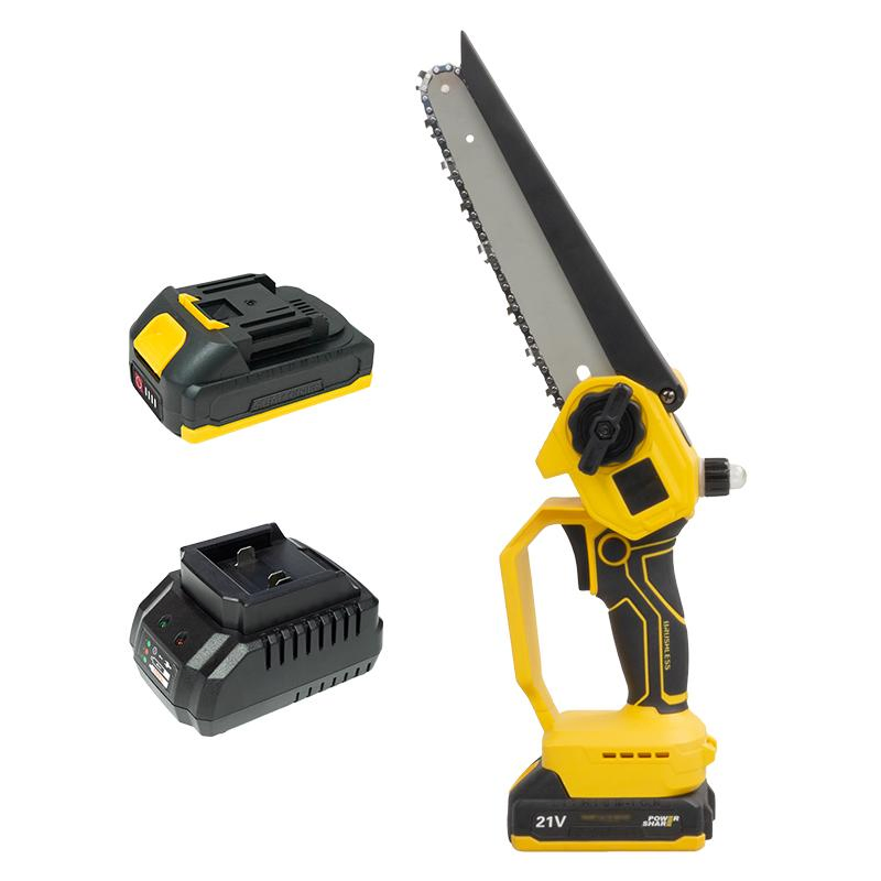 18V Cordless Chainsaw Brush Cutter Power Tool with Lithium Battery & Safety Lock