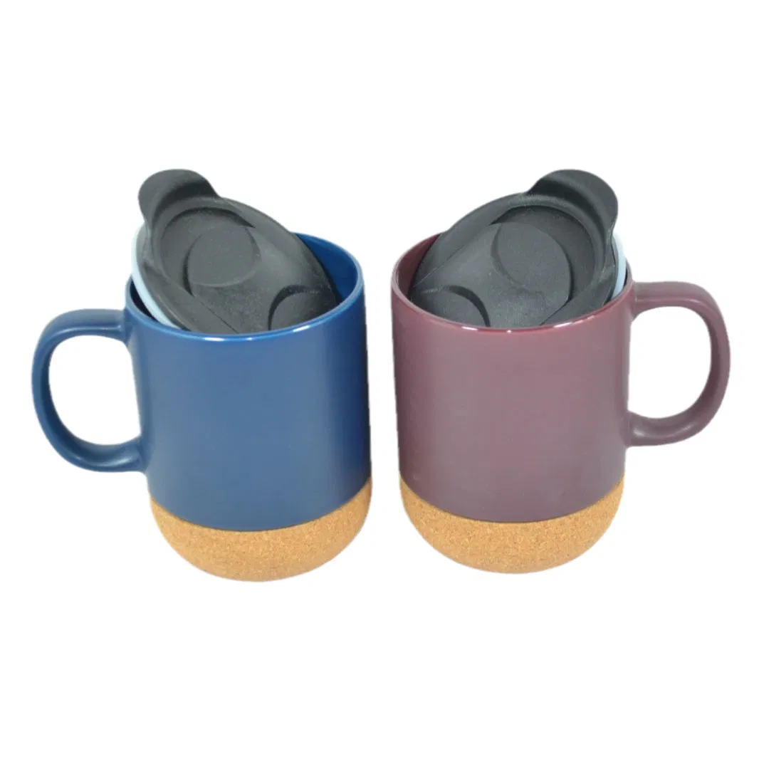 Керамическая кружка 11oz для сублимации с пробковым дном и крышкой