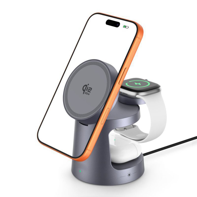 Магнитная зарядная станция Qi2 3 в 1, 15 Вт