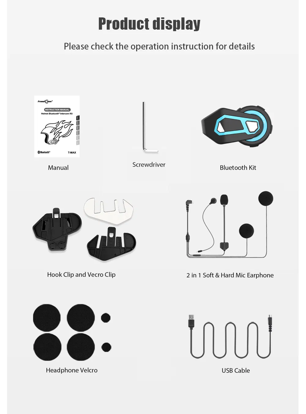 Bluetooth Intercom Headset for Motorcycle Group Chat