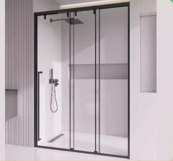 Wholesale Modern Black Pivot Shower Door Bathroom Tempered Glass Swing Shower Door