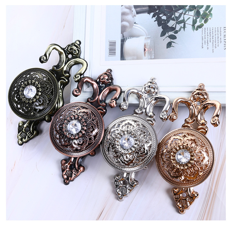 Vintage Diamond Hook Curtain Zinc Alloy Crystal Curtain Rail Hooks