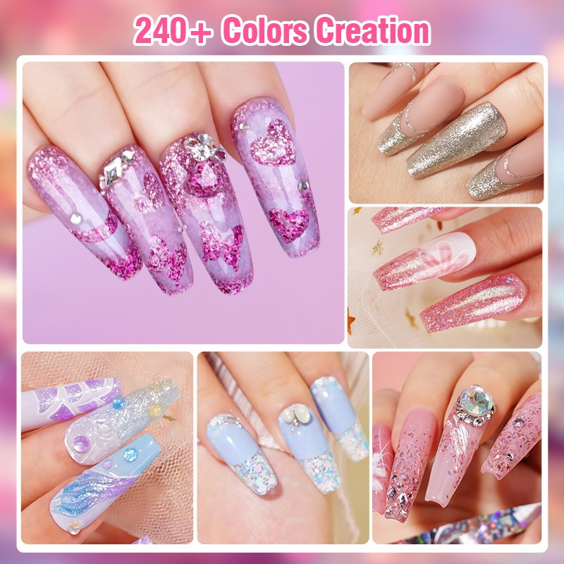R S Nail Popular 240 Color Glitter Gel 1kg Bulk Gel Polish Manicure Nail Adhesive Glue