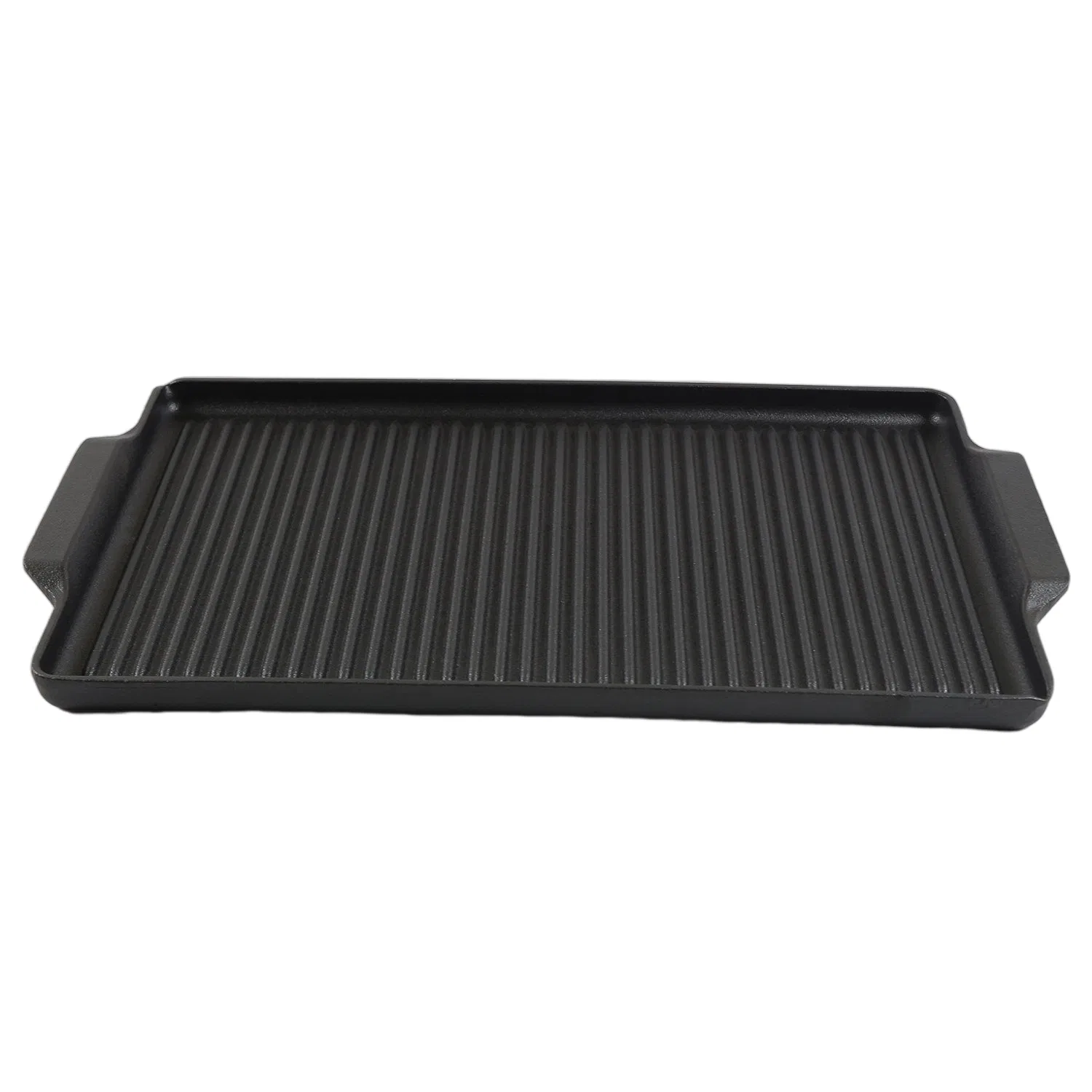Pre-Seasoned Cast Iron Rectangular Grill Pan Even Heating Ideal for Grilling Serving Grill Pan