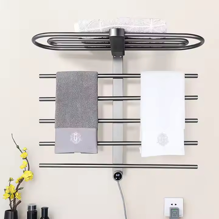 Elegant Chrome and White Anthracite PVD Heated Towel Rack