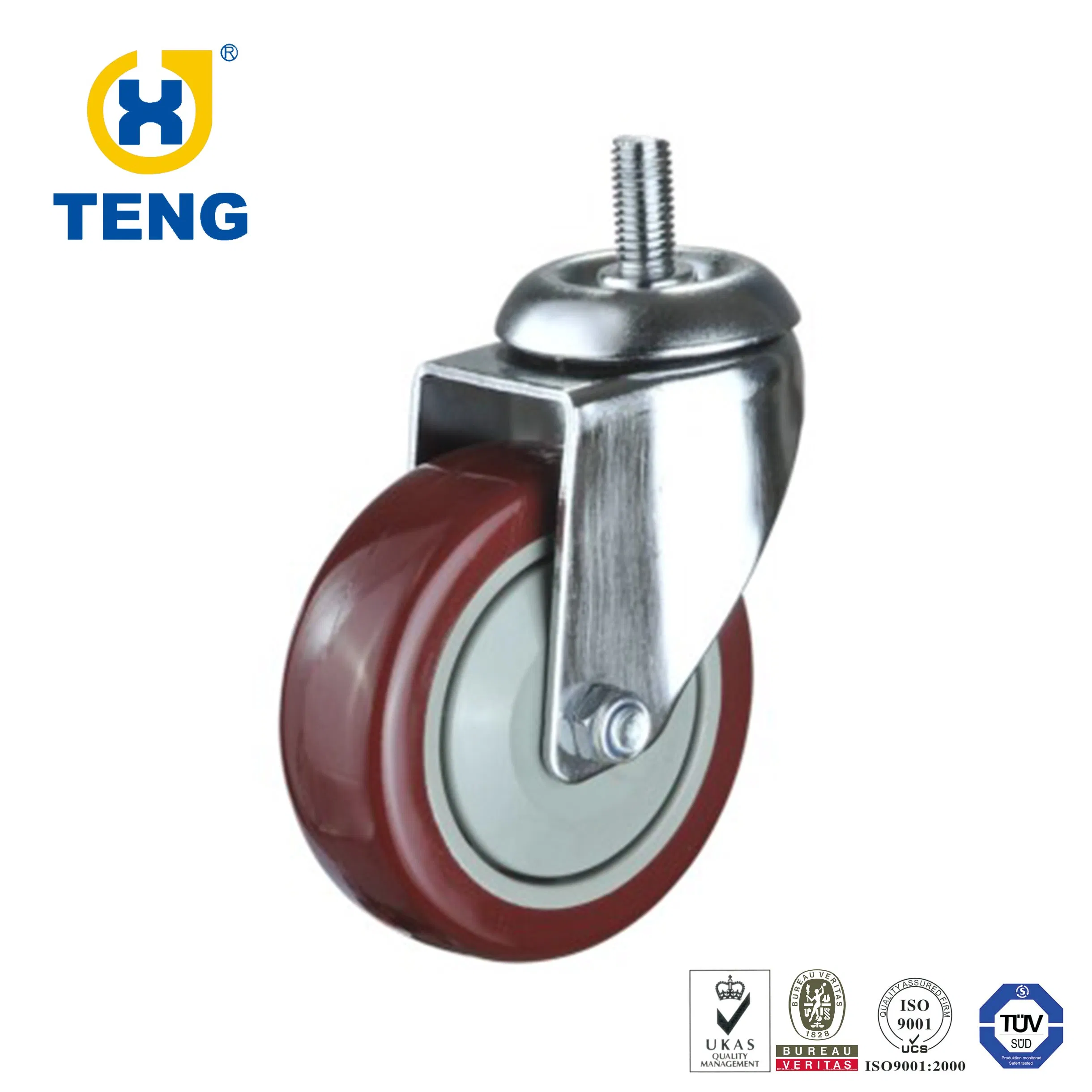 High Quality Industrial Castor 75mm Screw Thread PU Caster Wheels