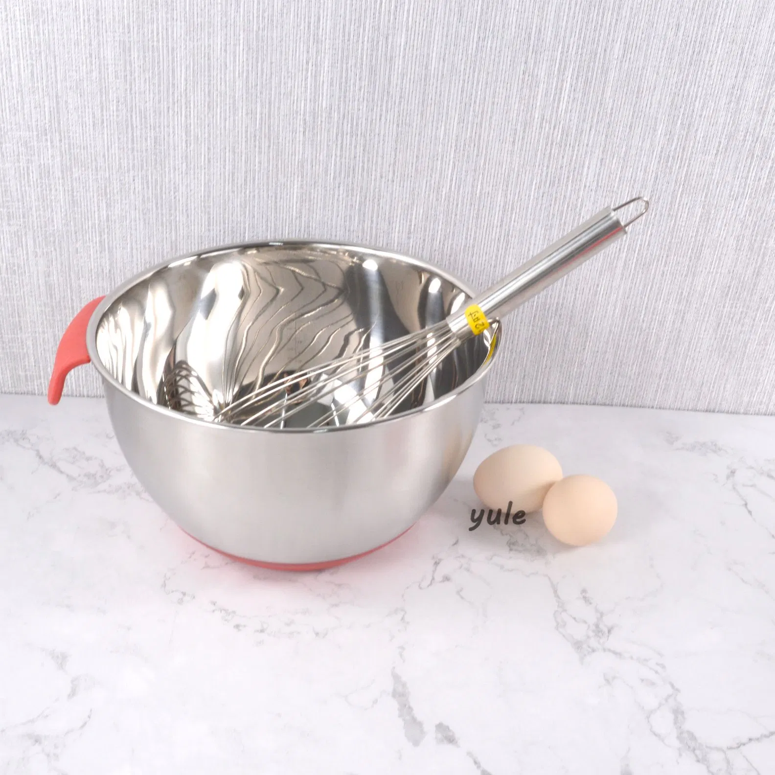 Factory Wholesales Long Handle Stainless Steel Salad Mixing Bowl with Grater Lid