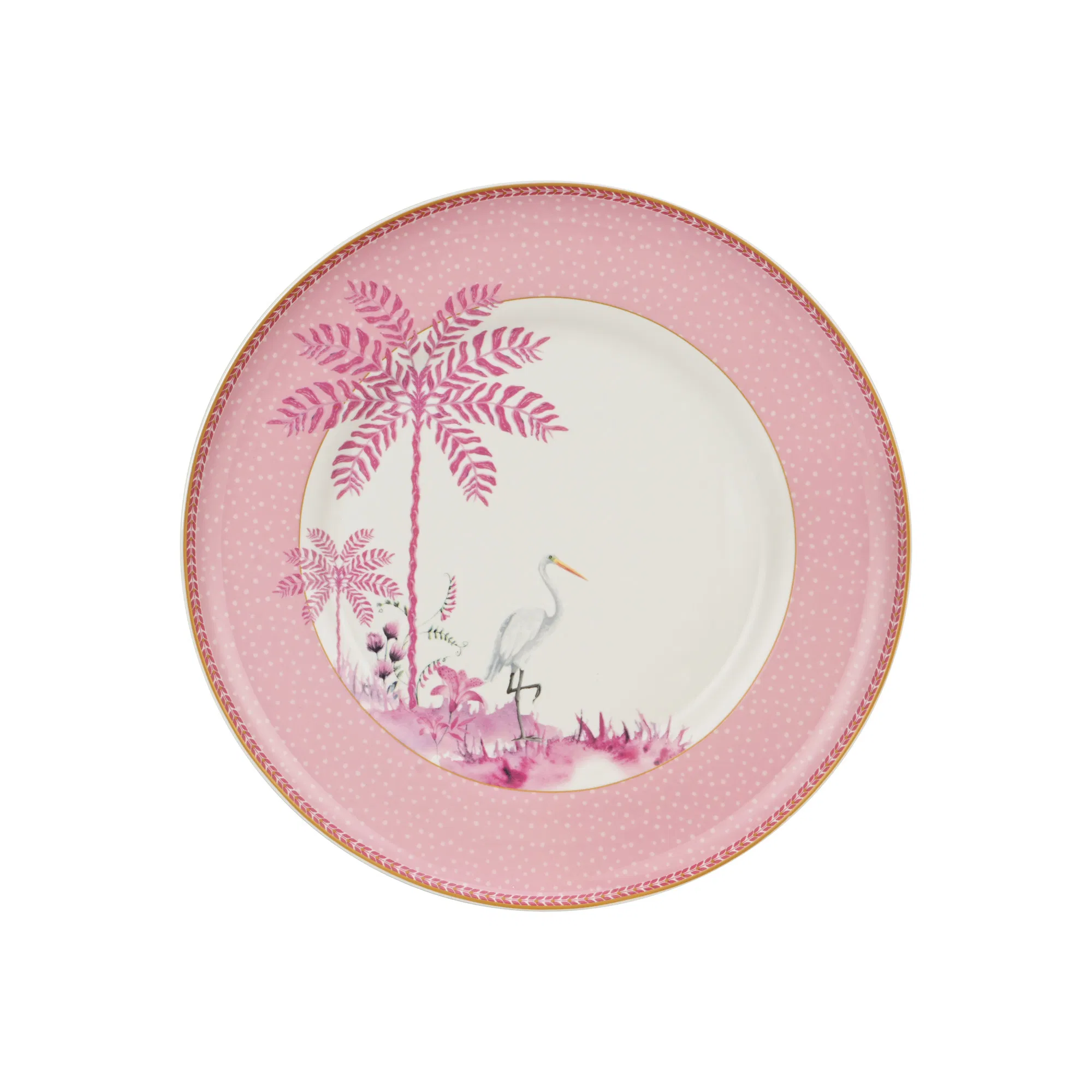 24PCS Factory Supplier Pink Palm Trees China Porcelain Dinner Set Ceramic Dinnerware