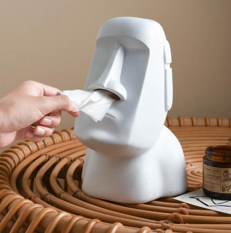 Resin Moai Tissue Box Paper Living Room Tissue Box Orgainzer