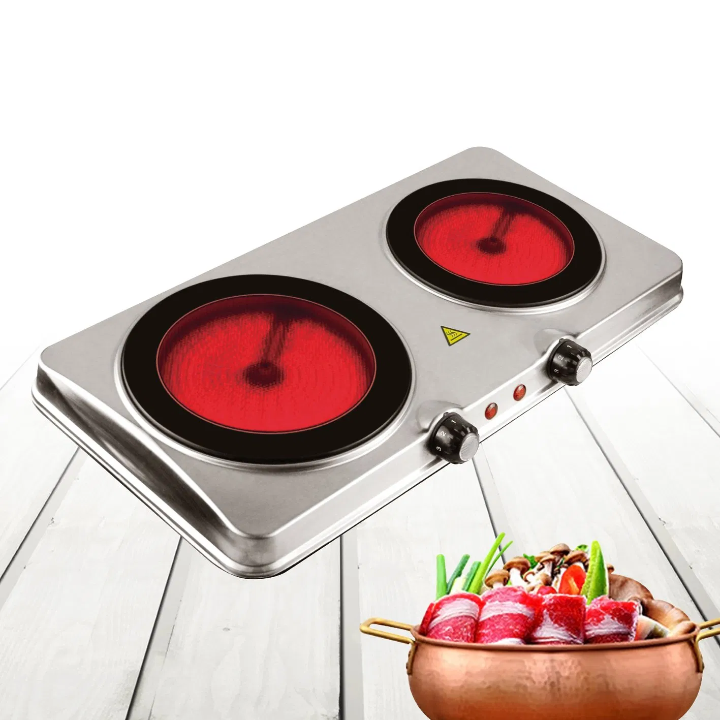 Portable Double Burner Infrared Electric Cooktop for Home Use