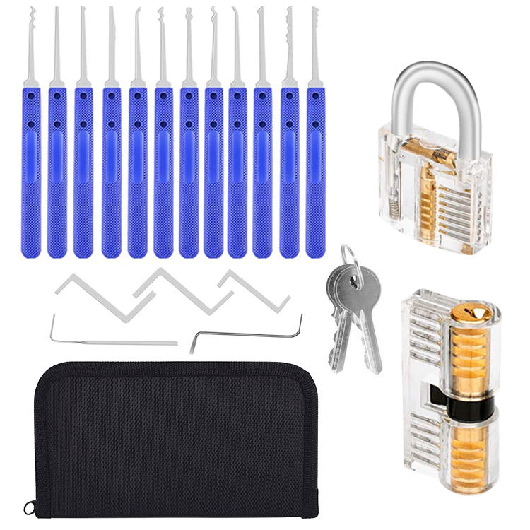 Premium Practice Picking Tools 2 Transparent Padlock 17 PCS Lock Picking Tools